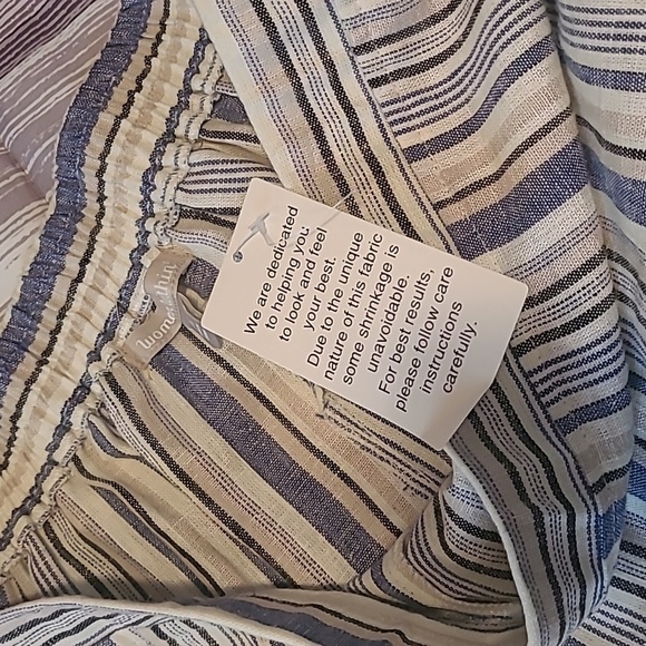 Women's 24W Petite striped Linen blend pull-on wide leg pants beach boho casual - Picture 10 of 15